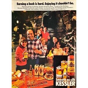 Kessler American Blended whiskey "Smooth as Silk" Vintage Print Ad 1982